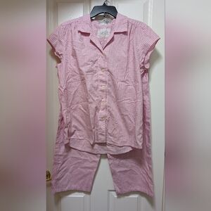 The Cat’s Pajamas Classic Pink Gingham 100% Luxe Pima Cotton PJs Set Size Large